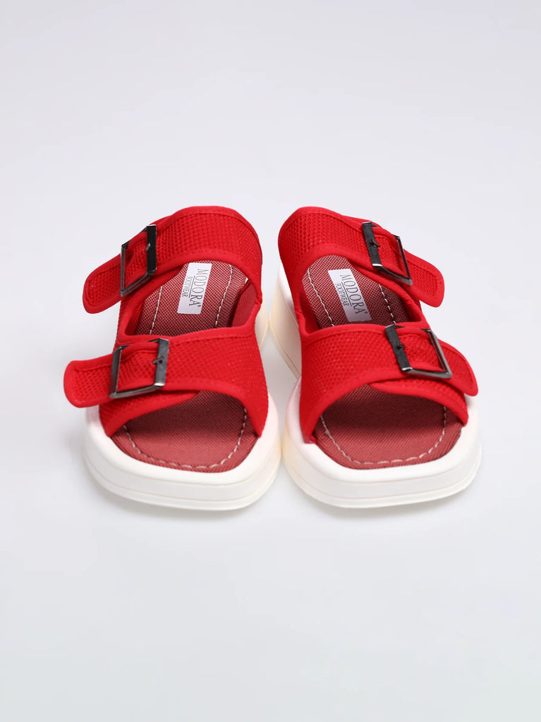 red flat women sandal