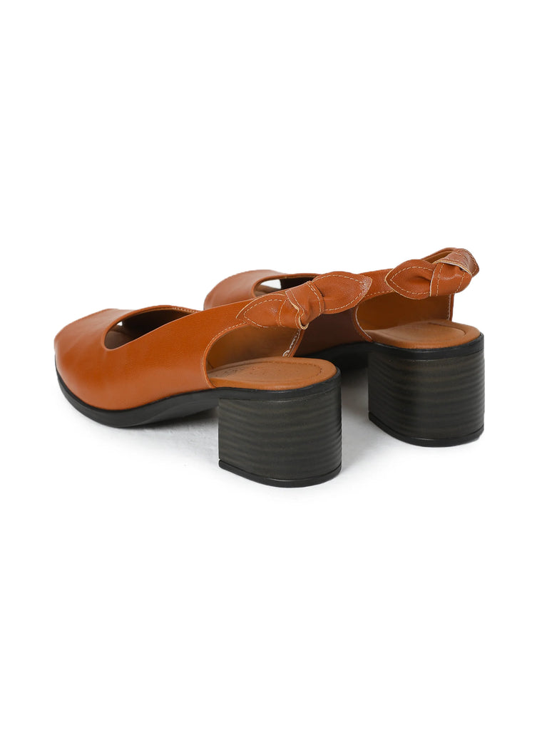 brown peep toe low heel