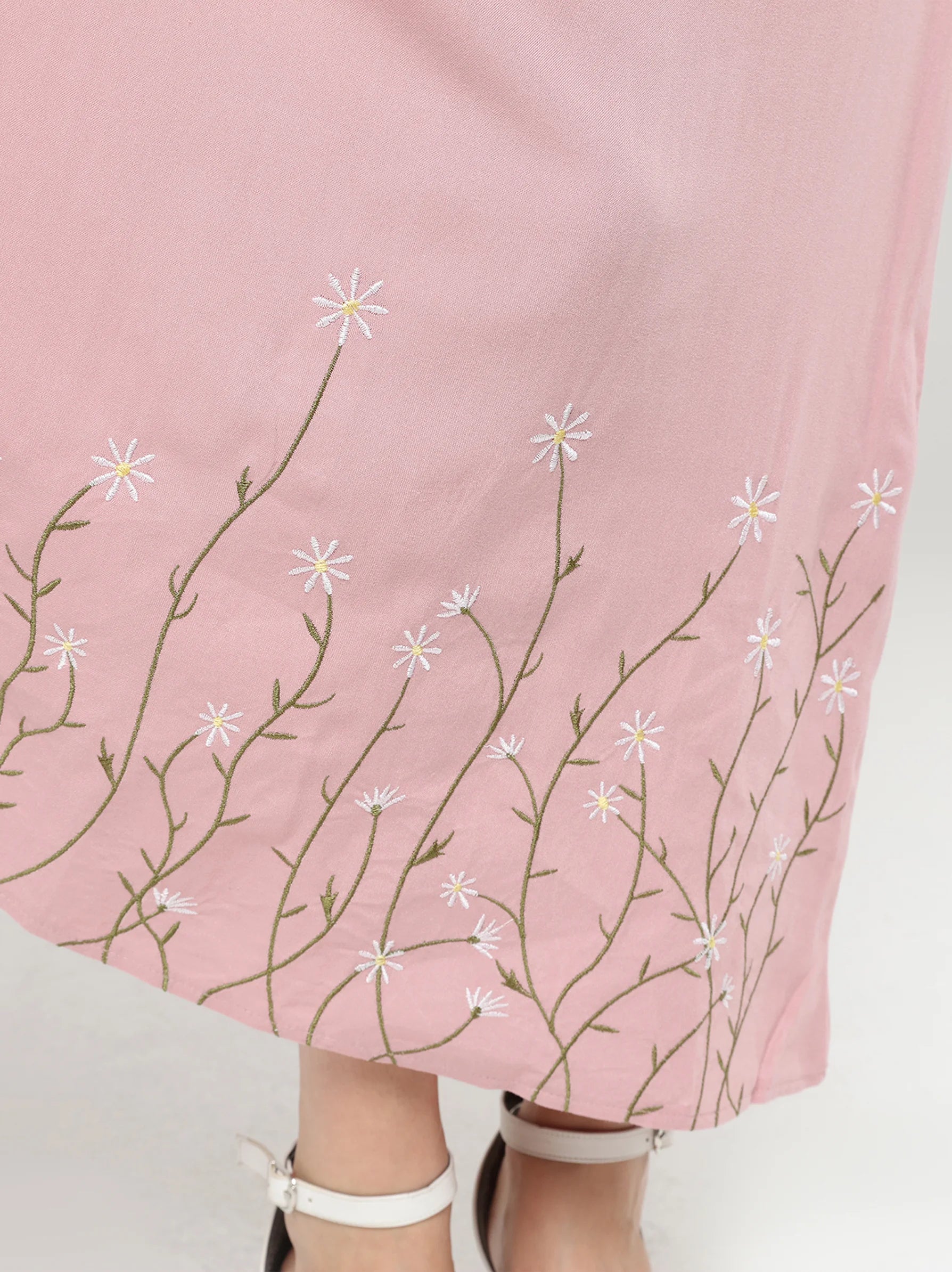 embroidered pink dress