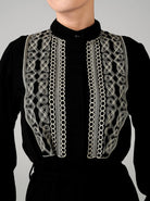 long sleeve embroided dress in black