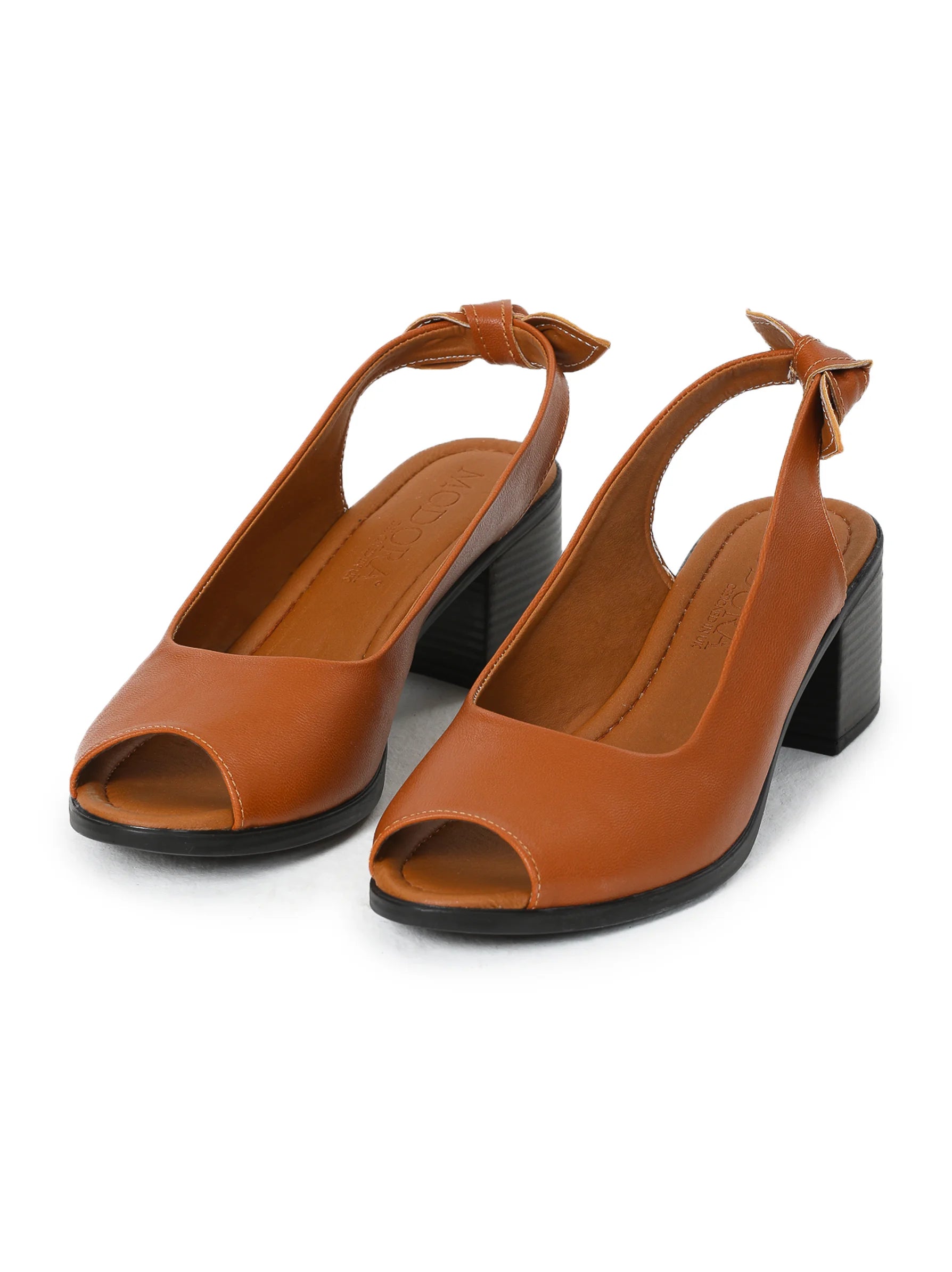 Brown Peep Toe Low Heel Sandal, Peep Toe Shoes Mid Heel UK – Modora UK