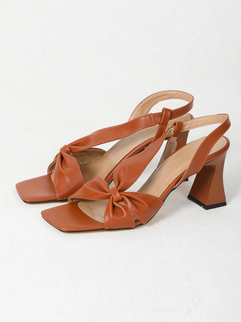 brown knot heel sandal