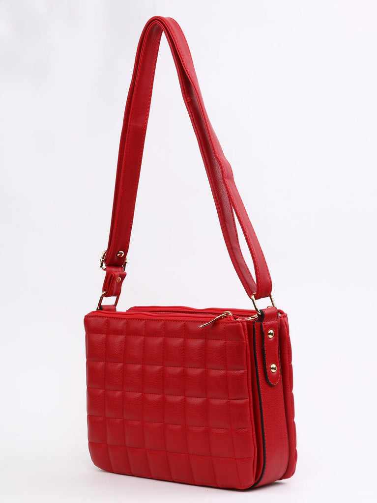 red quilted bag