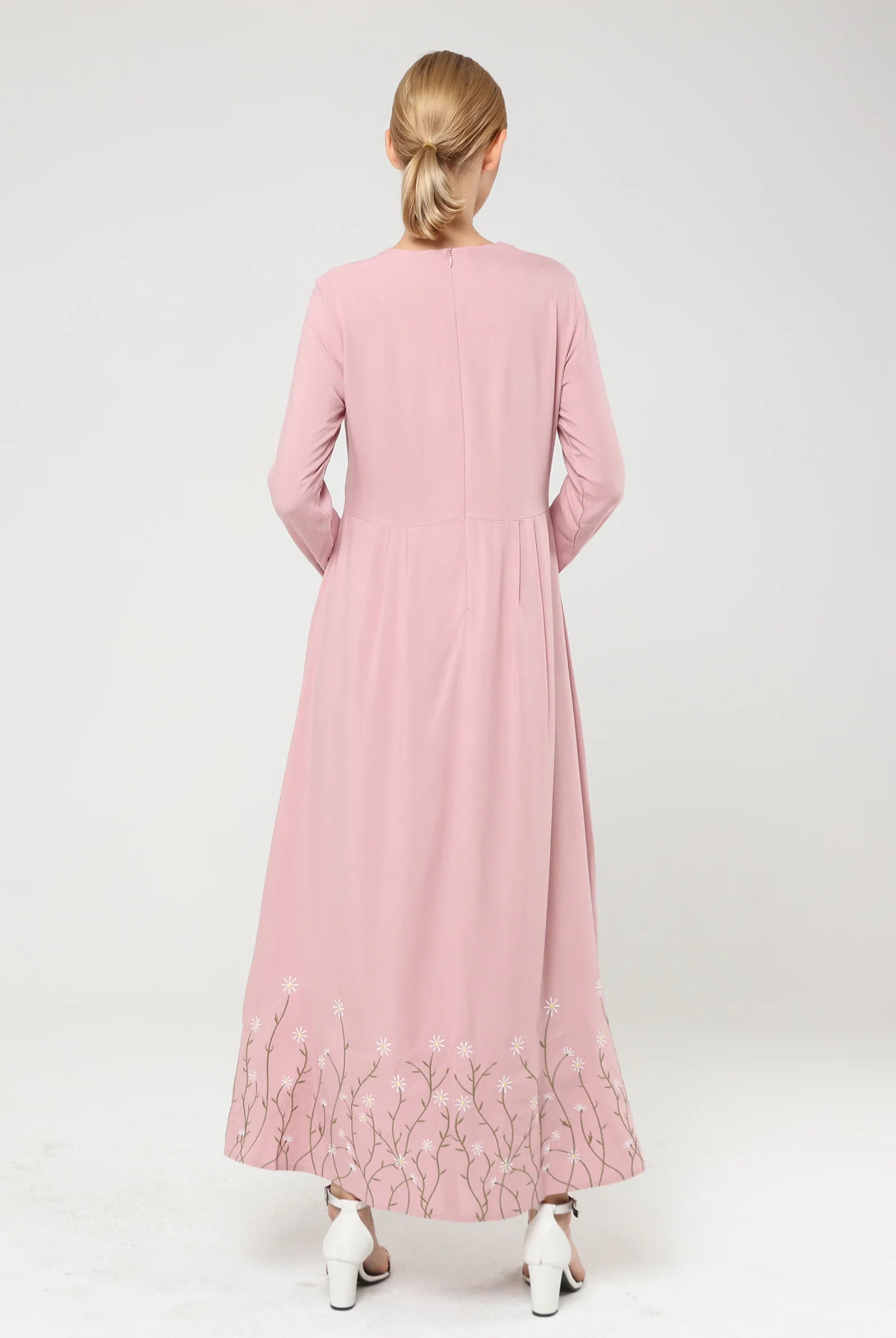 pink embroidered dress modora