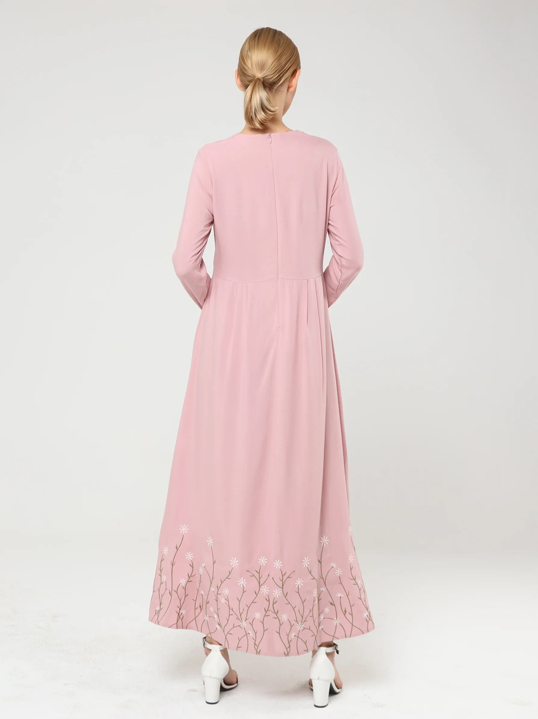 pink embroidered dress modora