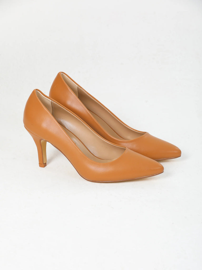 brown pointed heel