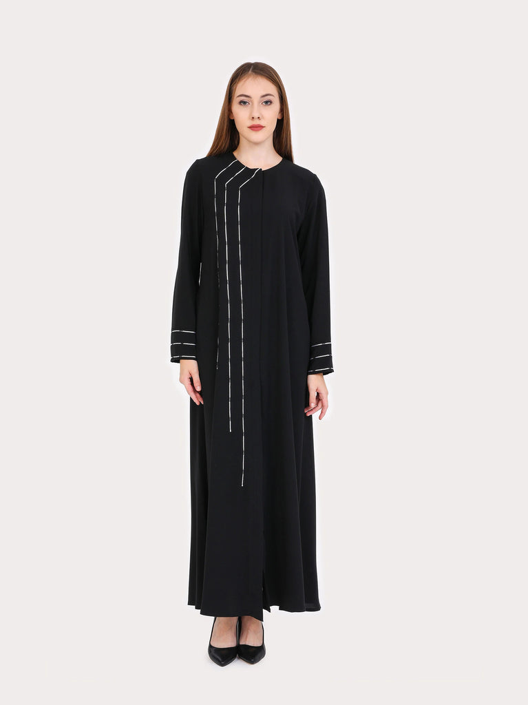 black open abaya dress
