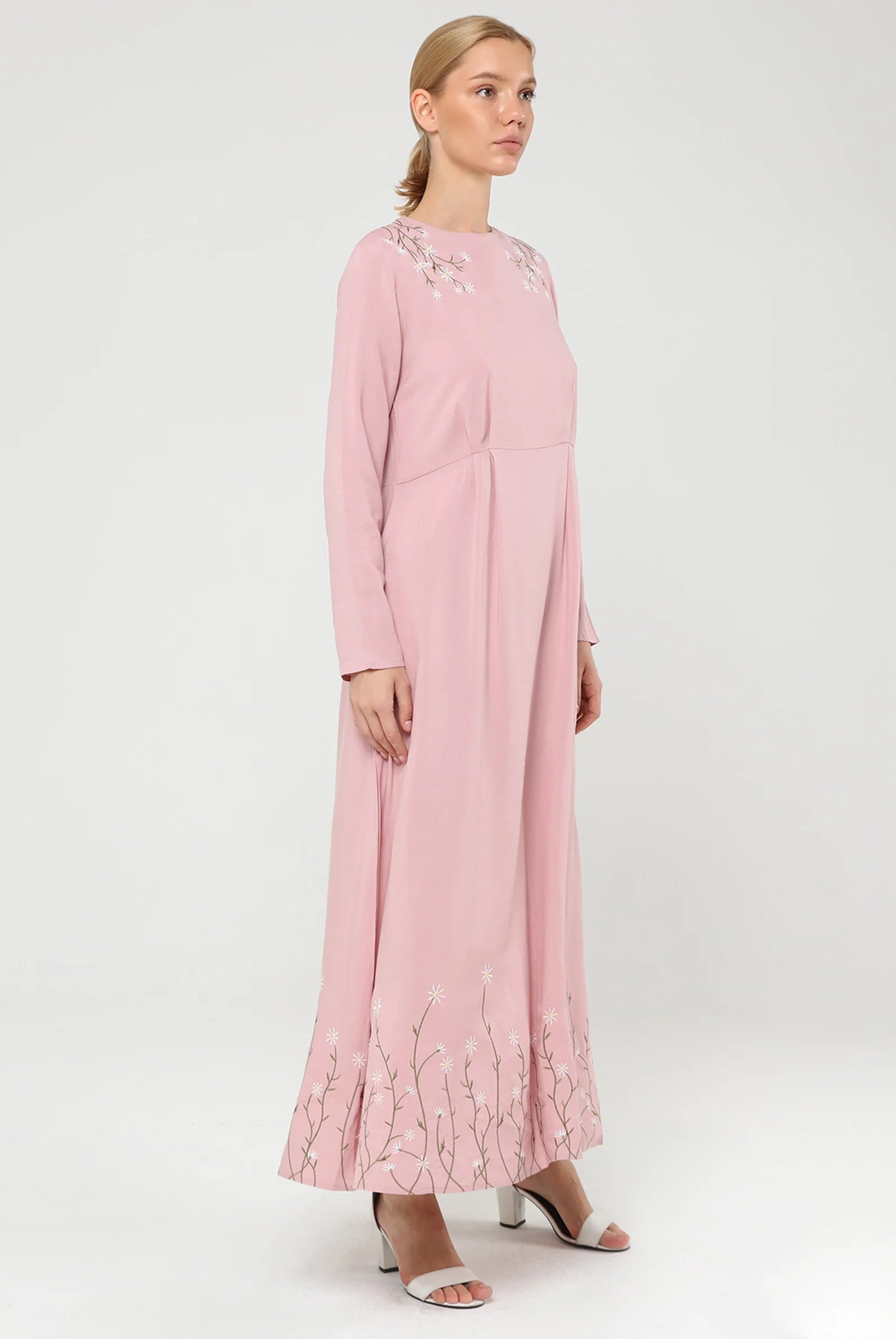 pink long maxi dress