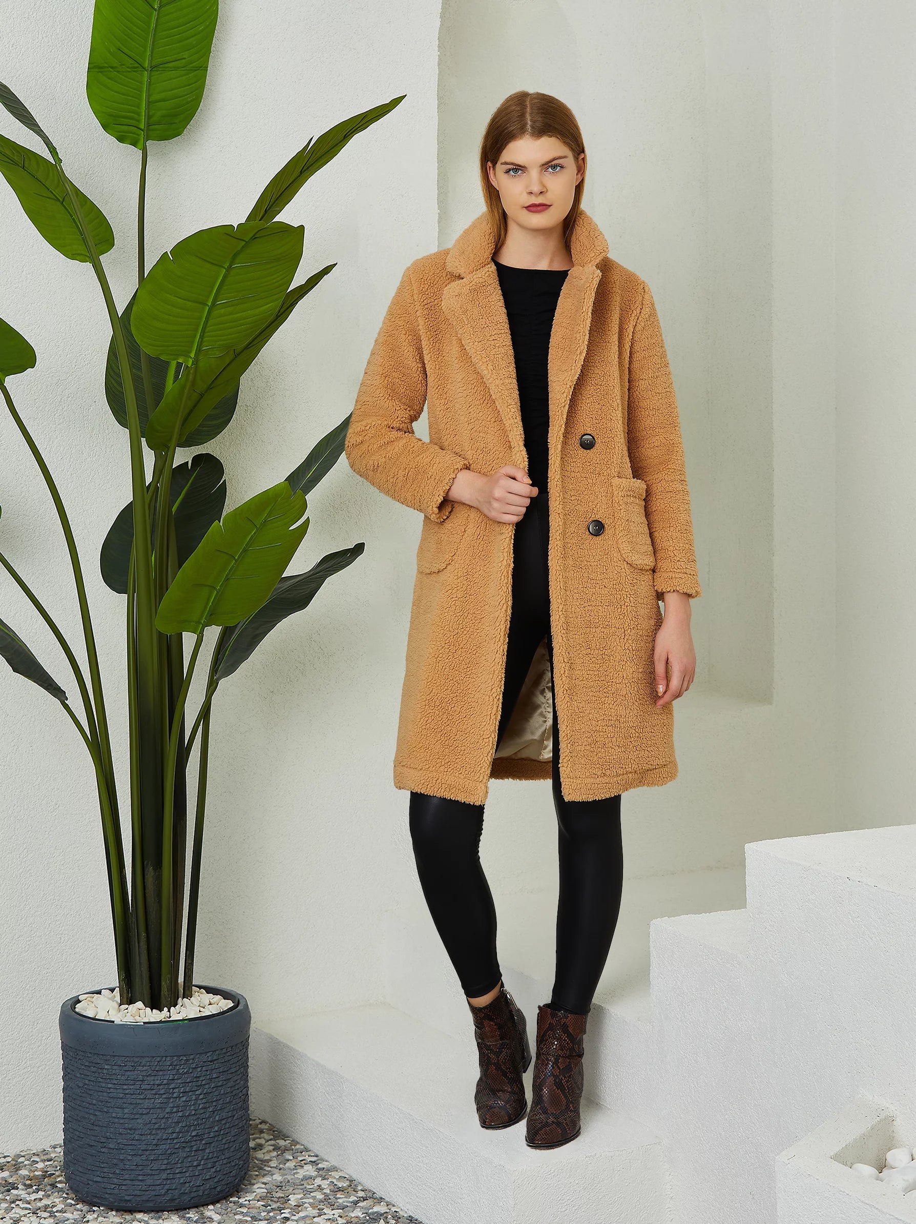 Long teddy 2025 coat womens