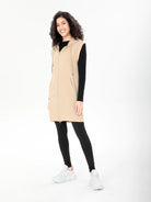 beige sleeveless hoodies for women