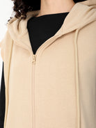 Beige Women's Sleeveless Hoodies 