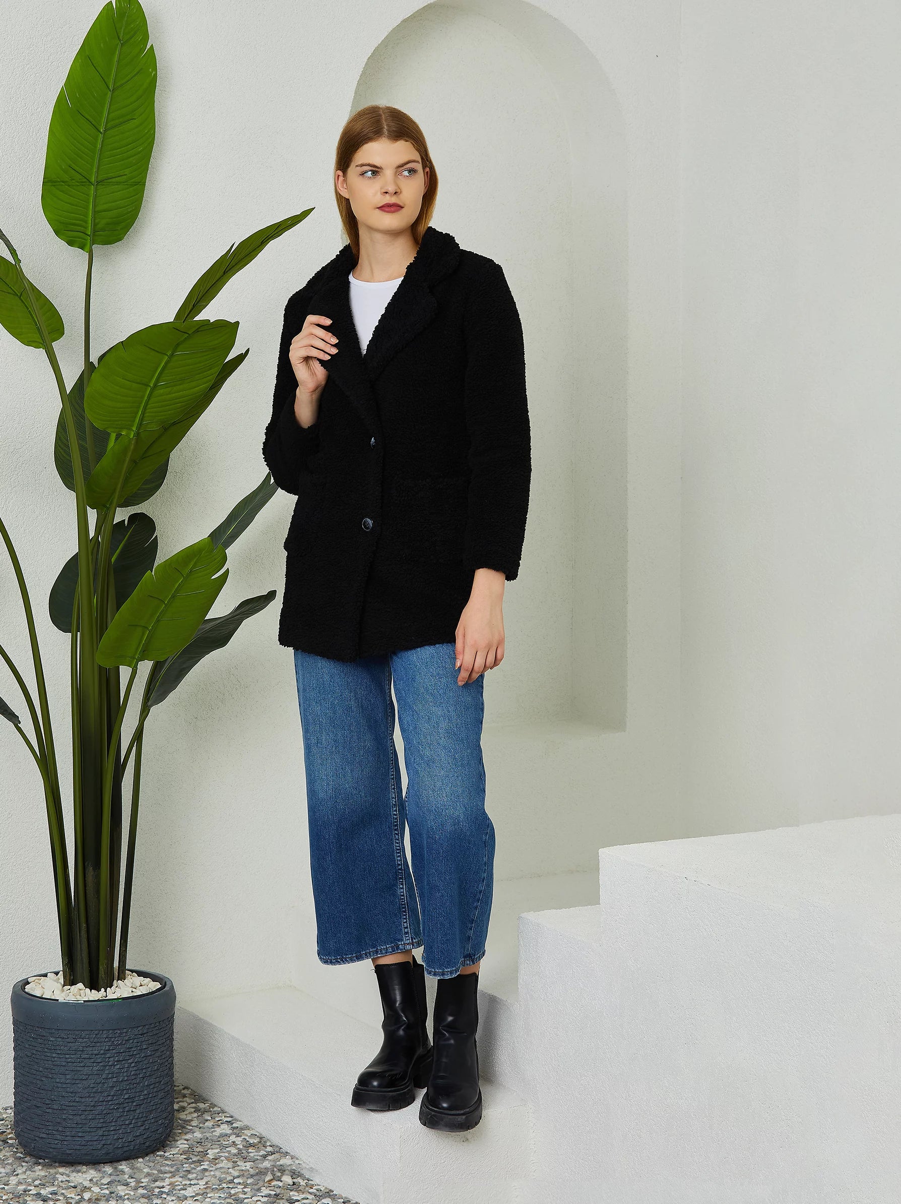 Teddy coat womens best sale black
