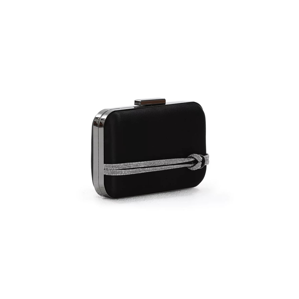 Black Clutch Bag With Diamante Strip Modora UK