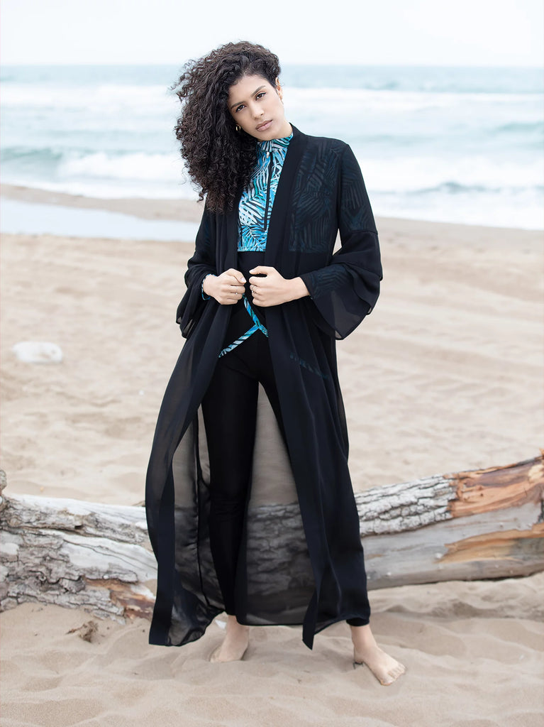 black sheer kimono