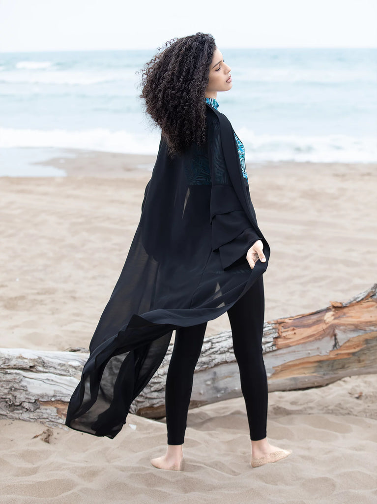 buy black sheer kimono