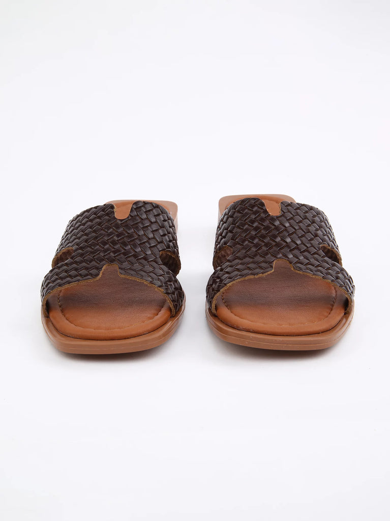 brown braided sandal
