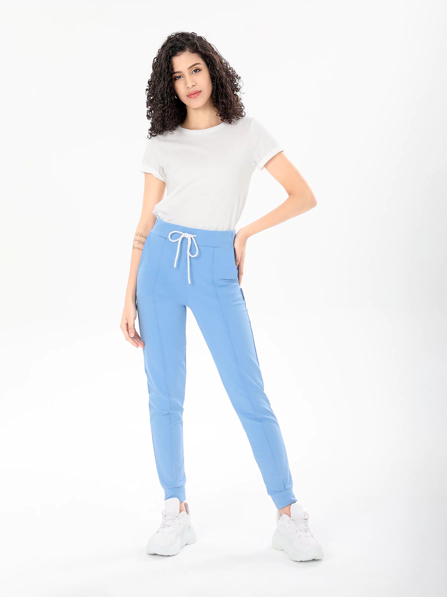 Women Baby Blue Fleece Jogger Uk Women Joggers in Blue Modora UK