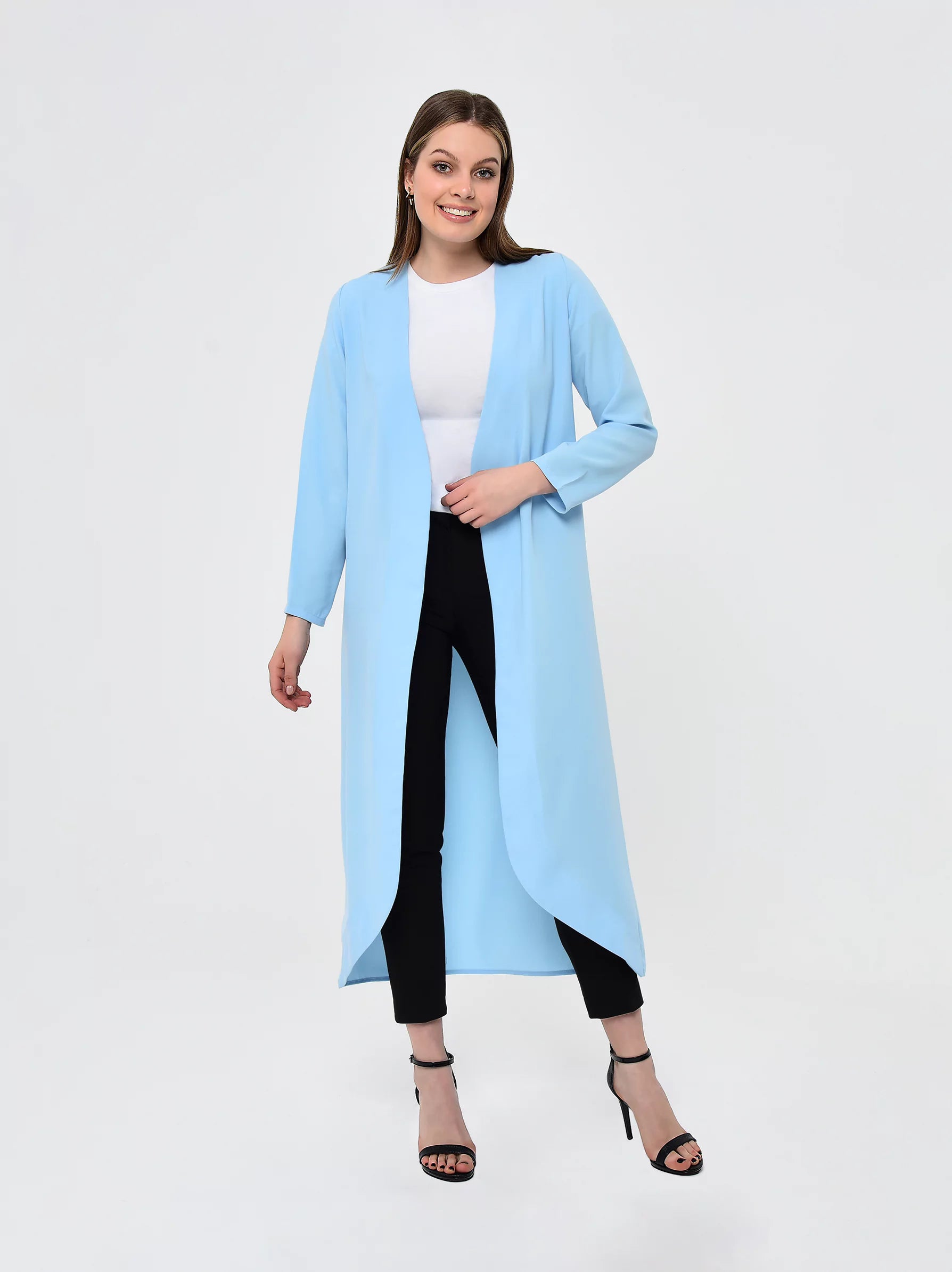 Baby Blue Longline Casual Jacket