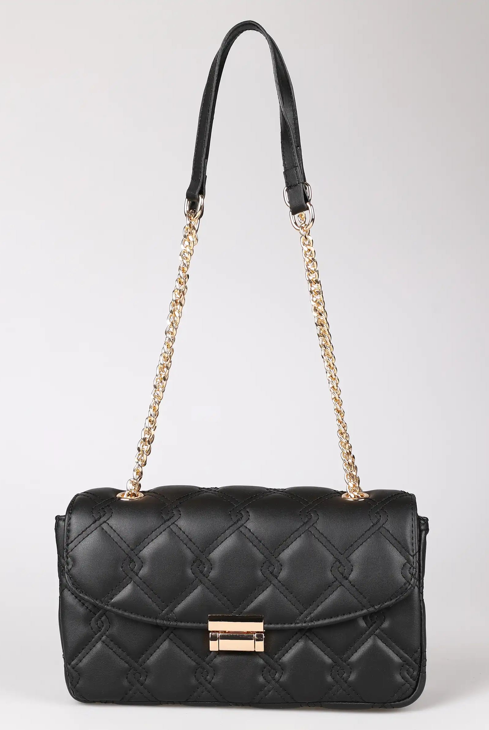 black quilted chain bag uk