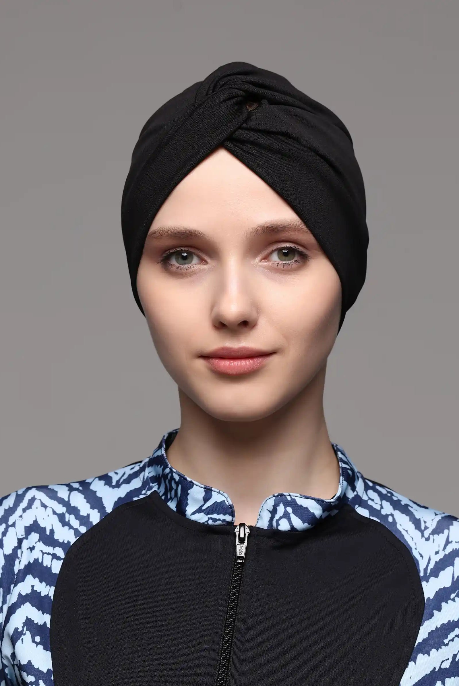 black swim turban