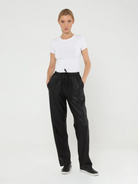 faux leather joggers women's