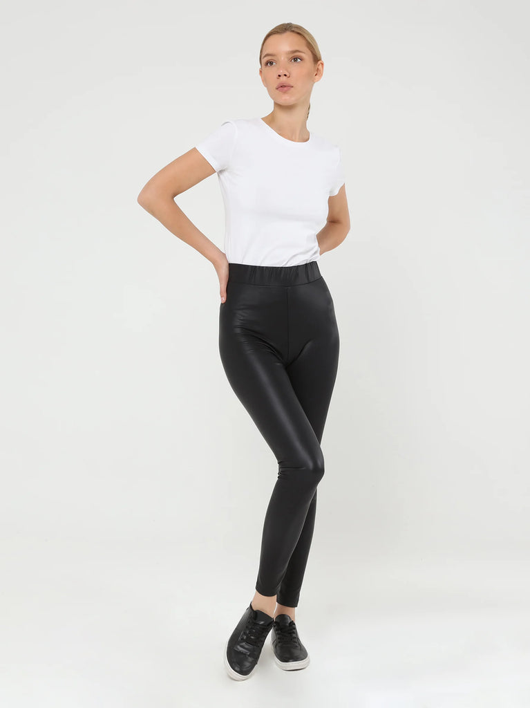 black leather leggings for women