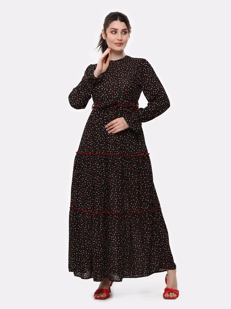 black floral maxi dress