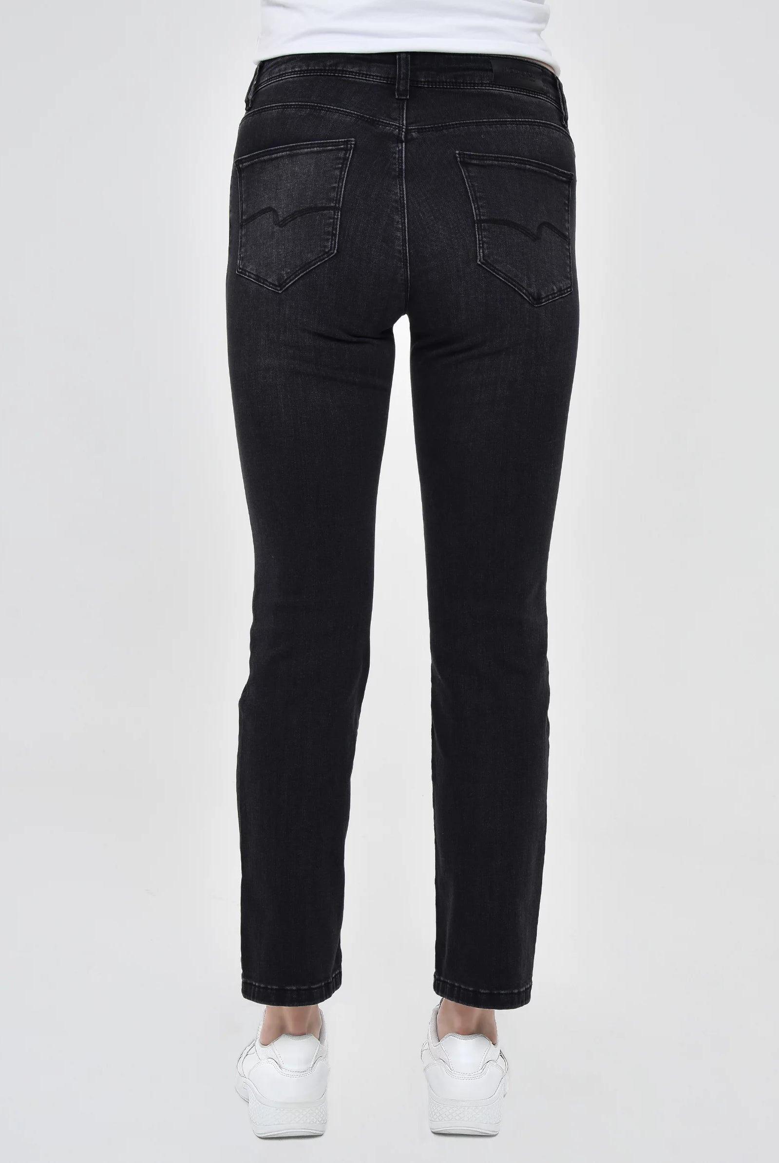 black straight leg jeans