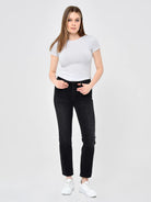 black straight cut jeans