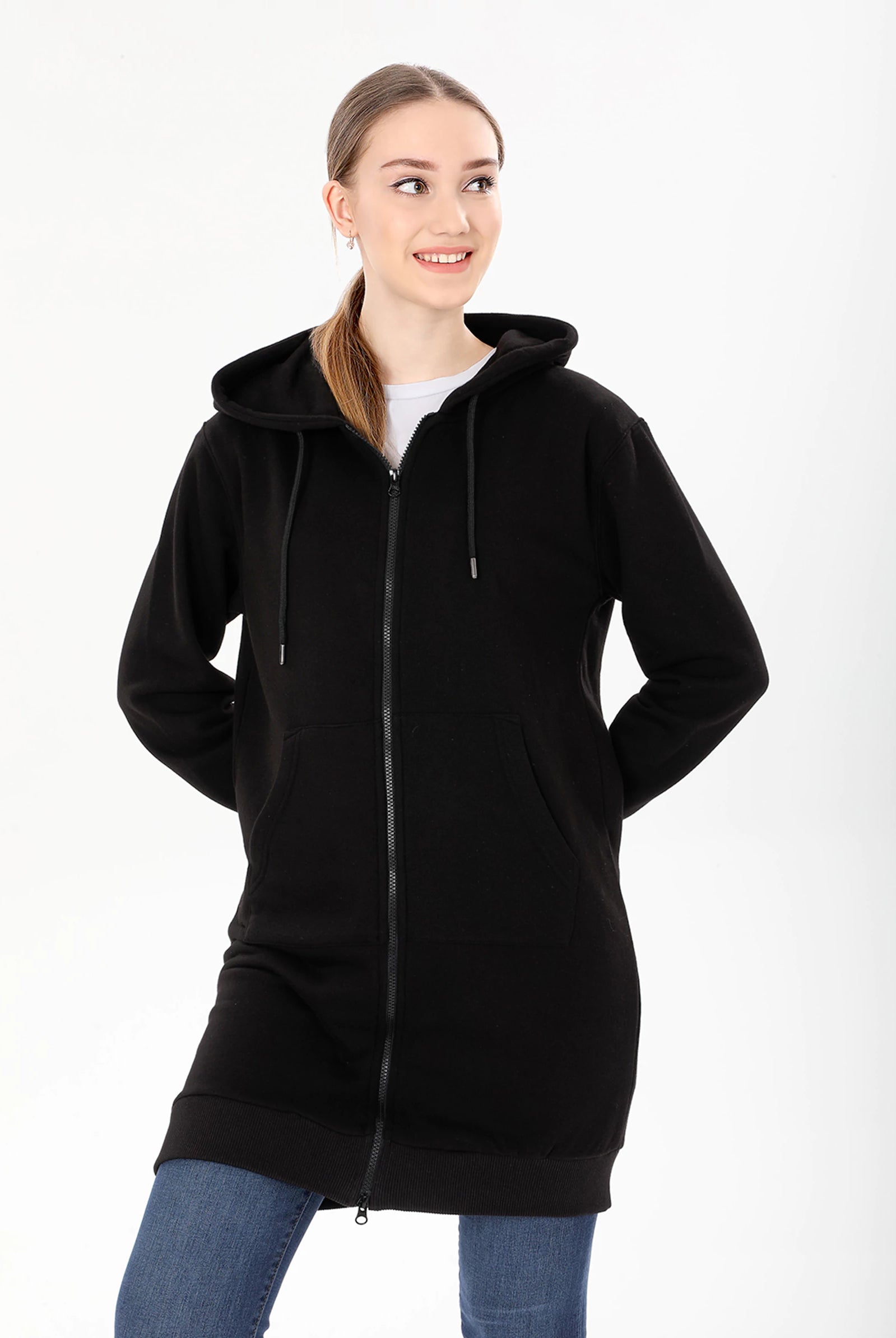 black zip up hoodie women's