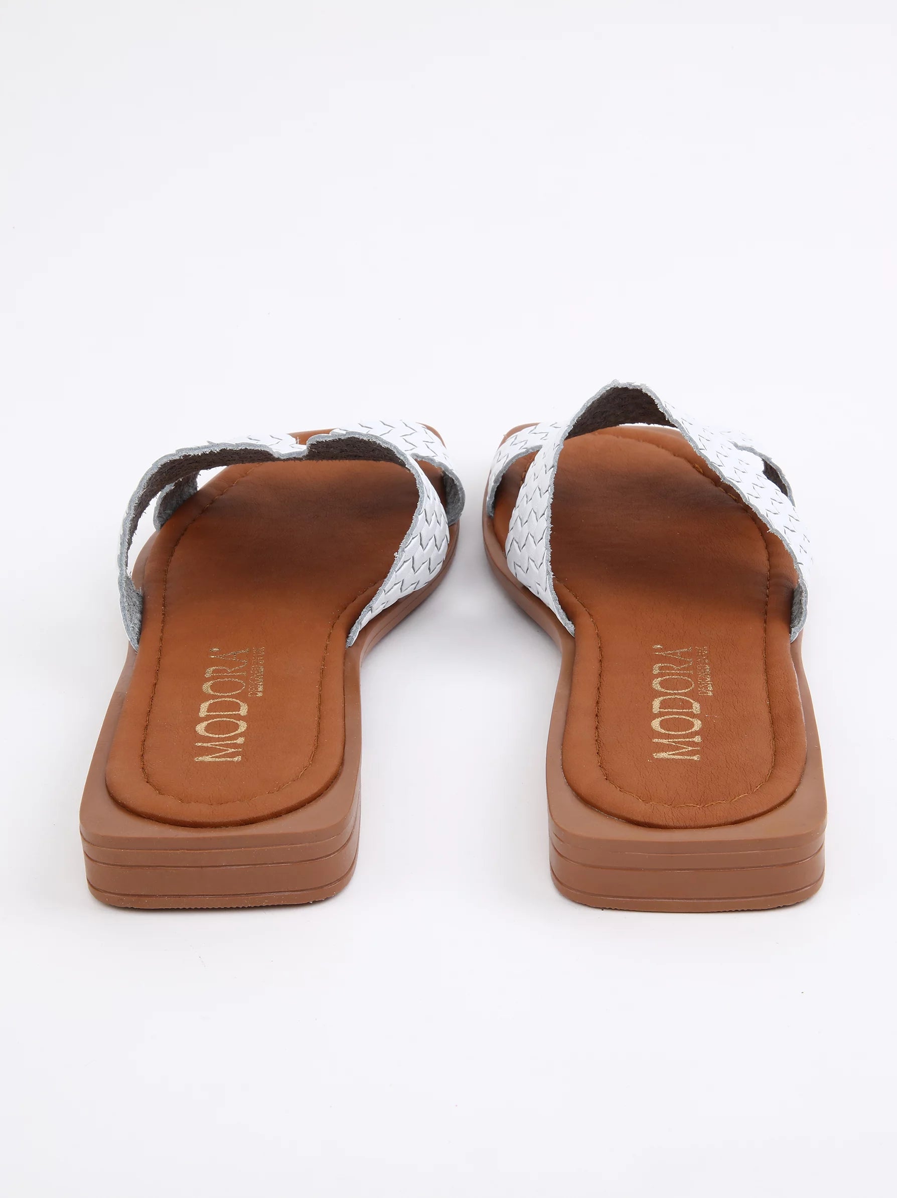 Shop Online Women s White Braided Flat Sandals UK Modora UK