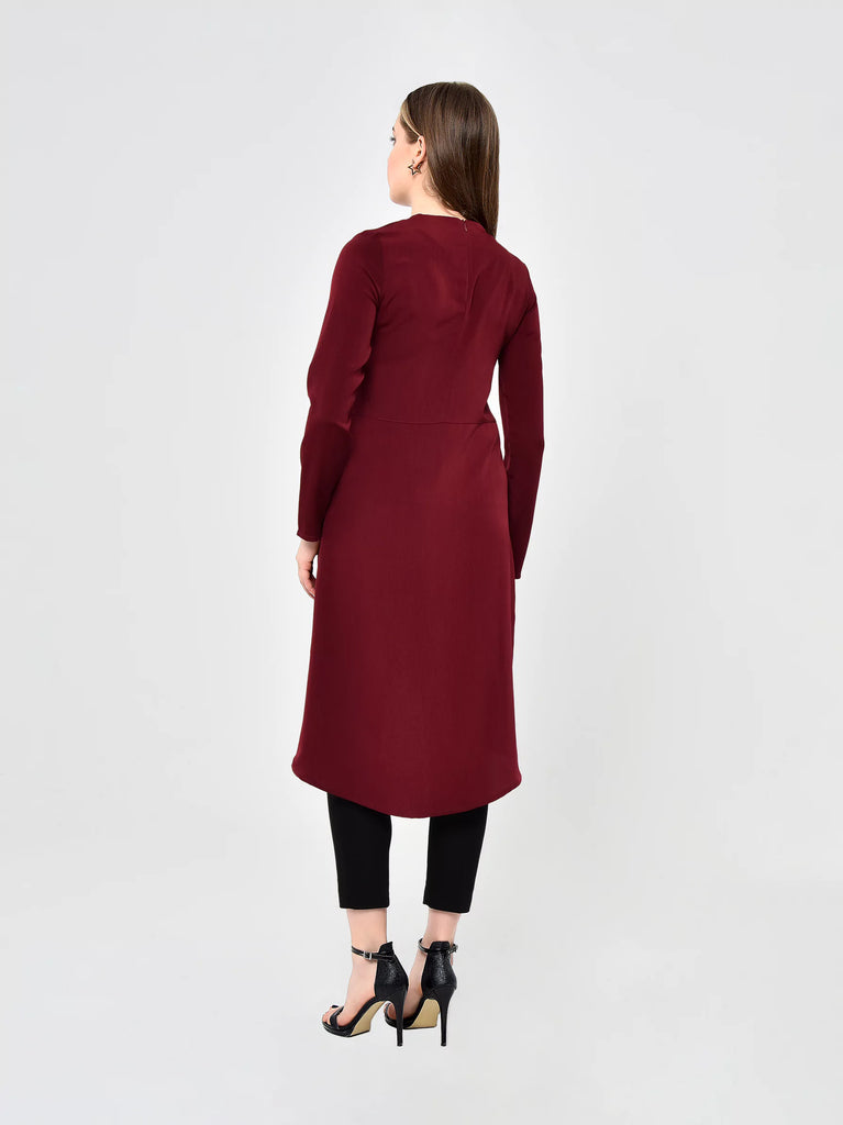 burgundy tie up tunic
