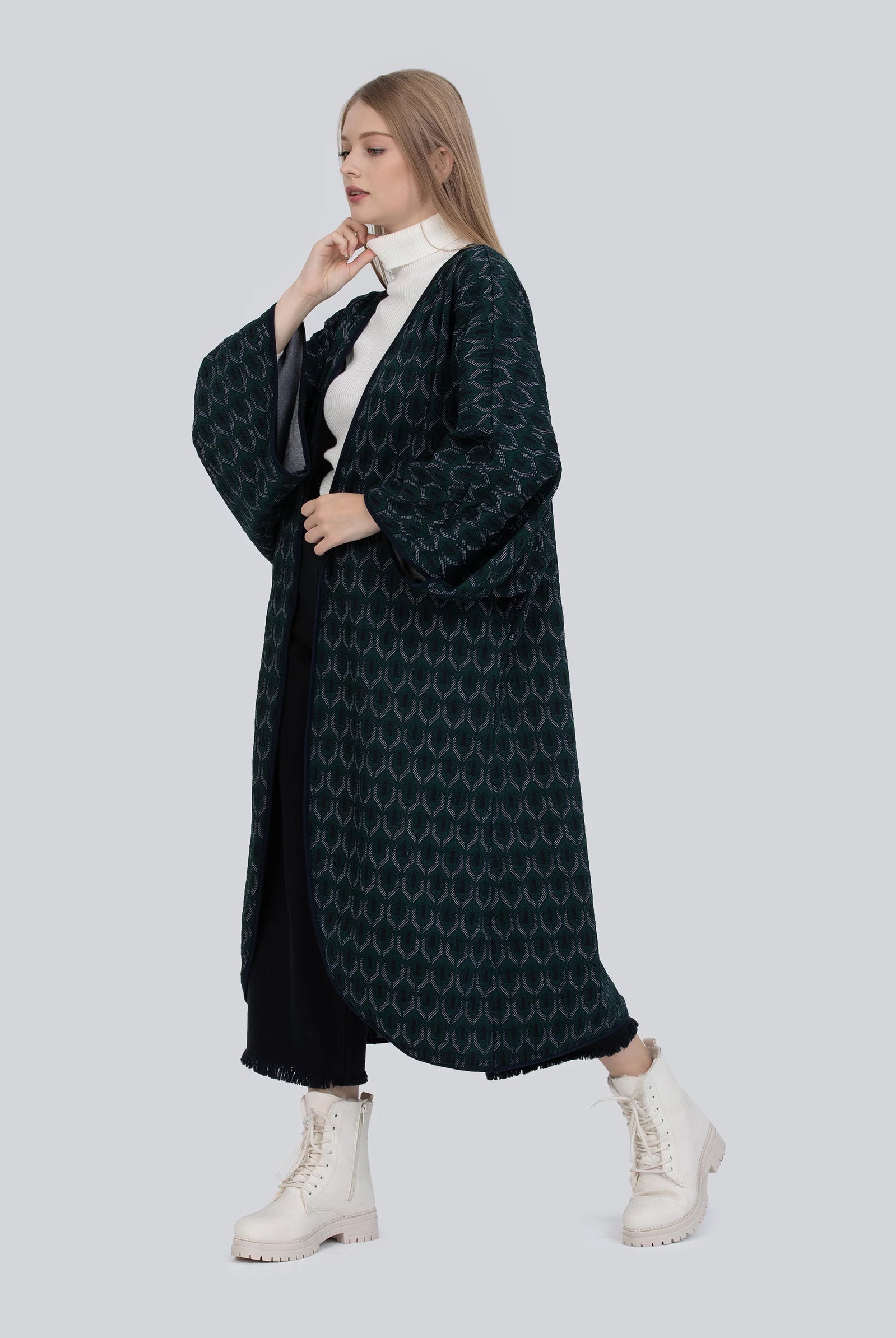 green kimono jacket