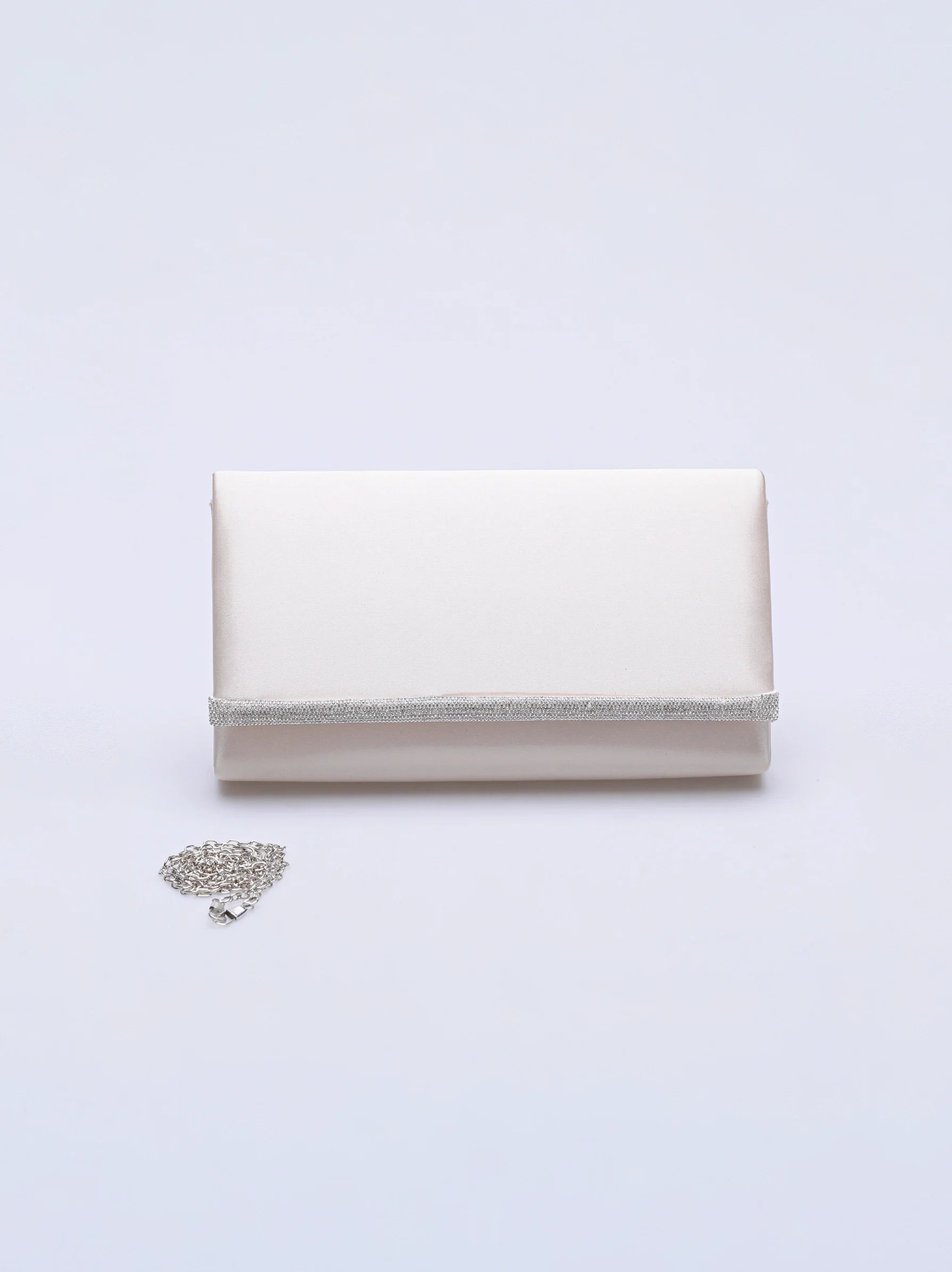 Ivory satin top clutch bag