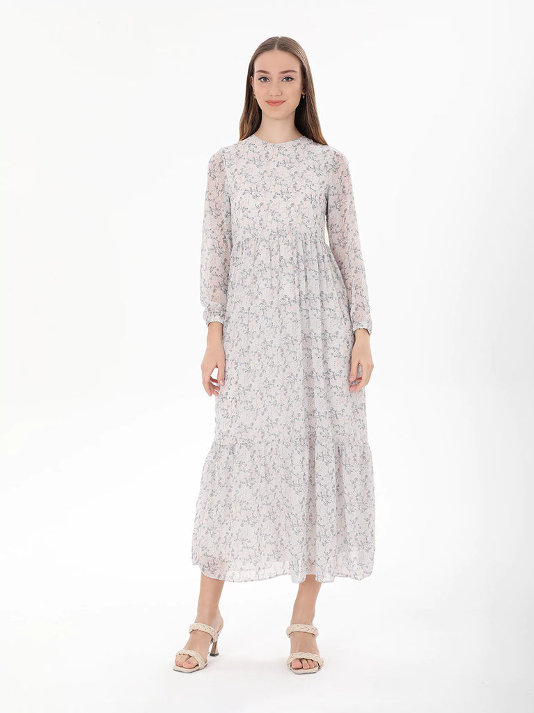 ecru floral print dress