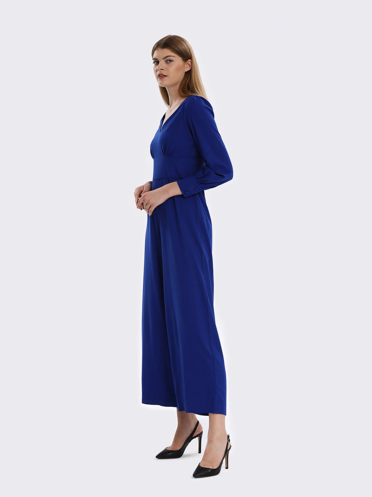 blue wideleg jumpsuit
