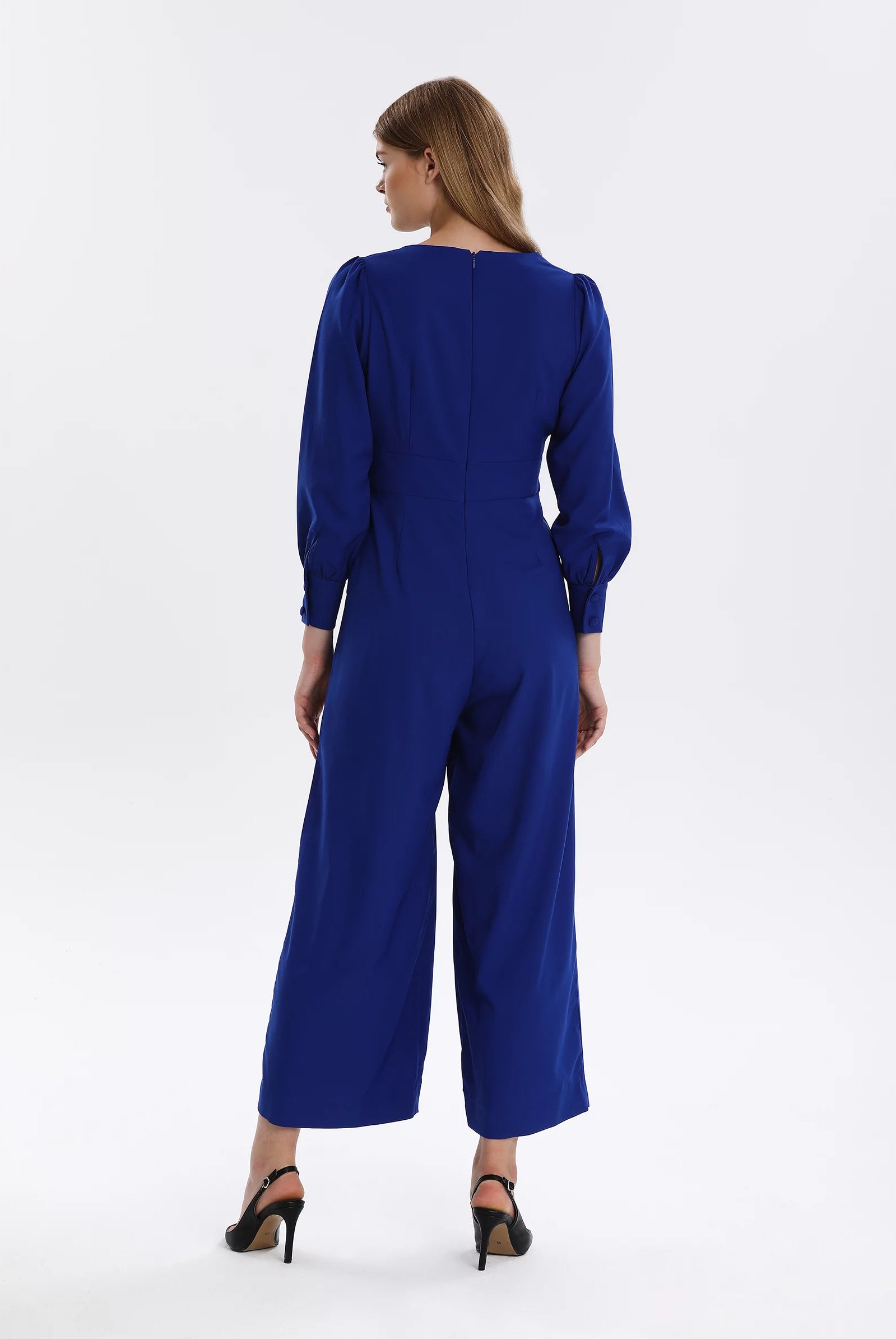 blue wideleg jumpsuit for women