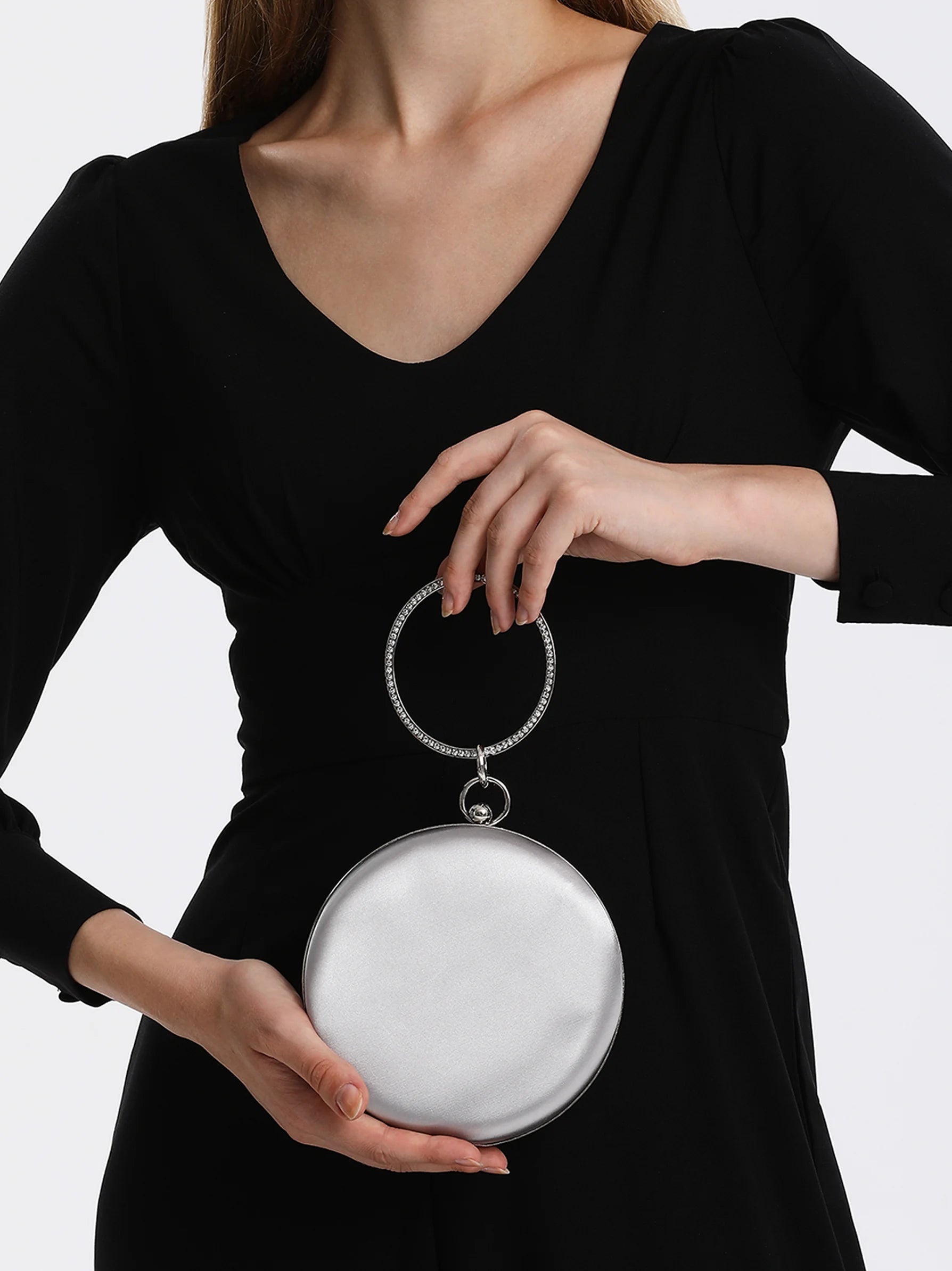 Silver 2025 round clutch