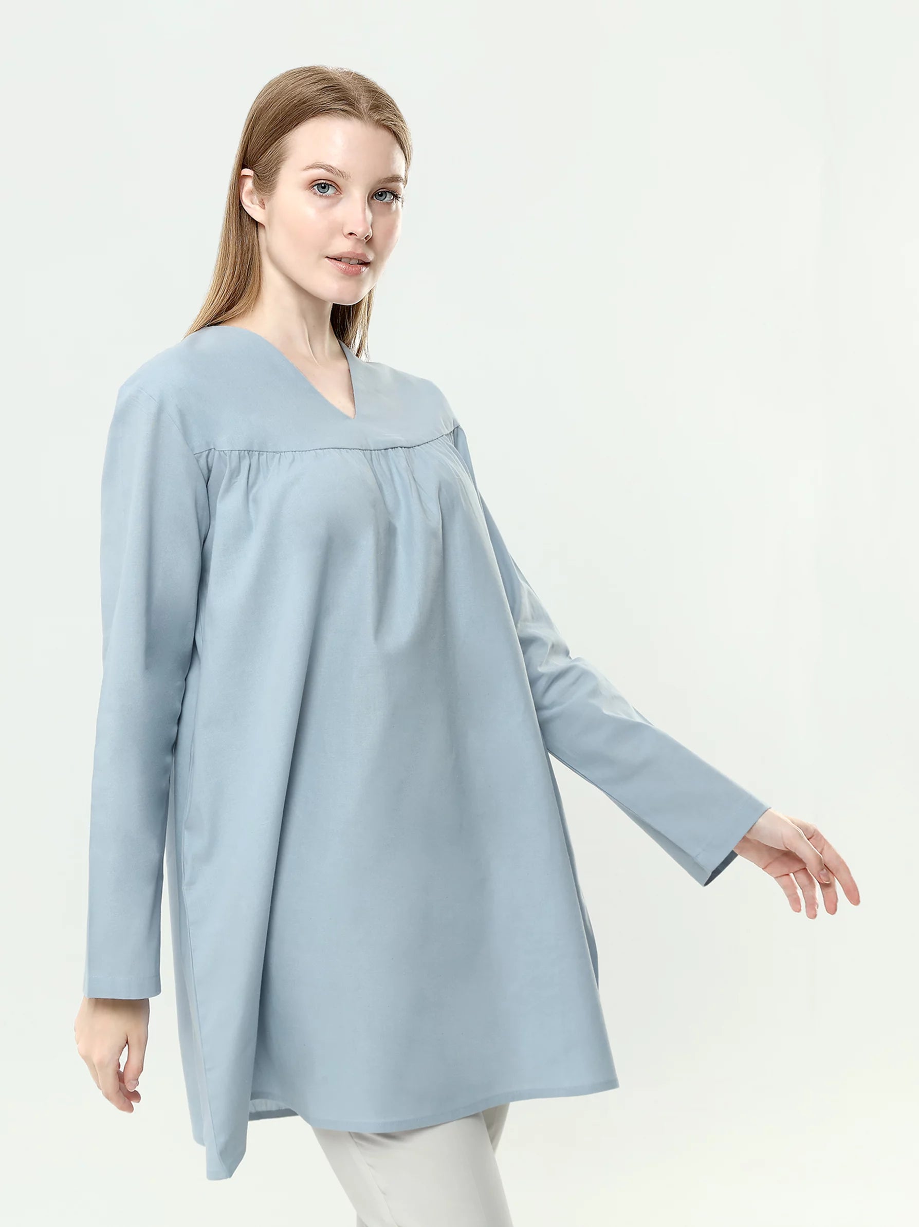 light blue tunic top