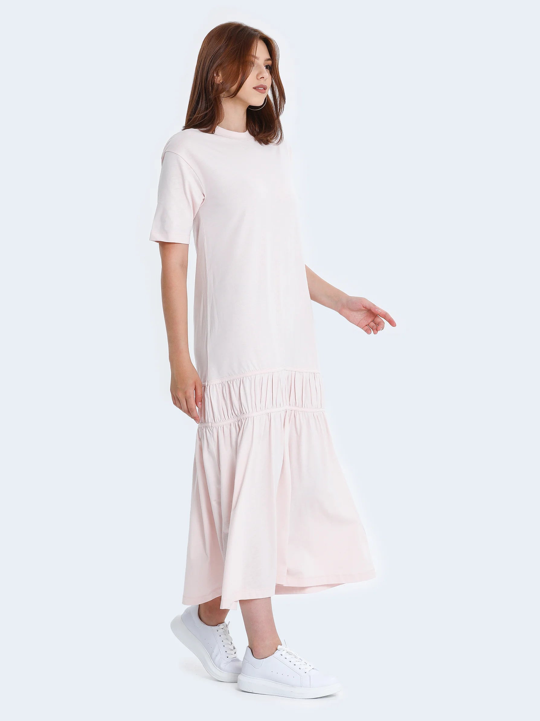 Buy Light Pink Flared Maxi Dress Pink Maxi Dress Online Modora UK