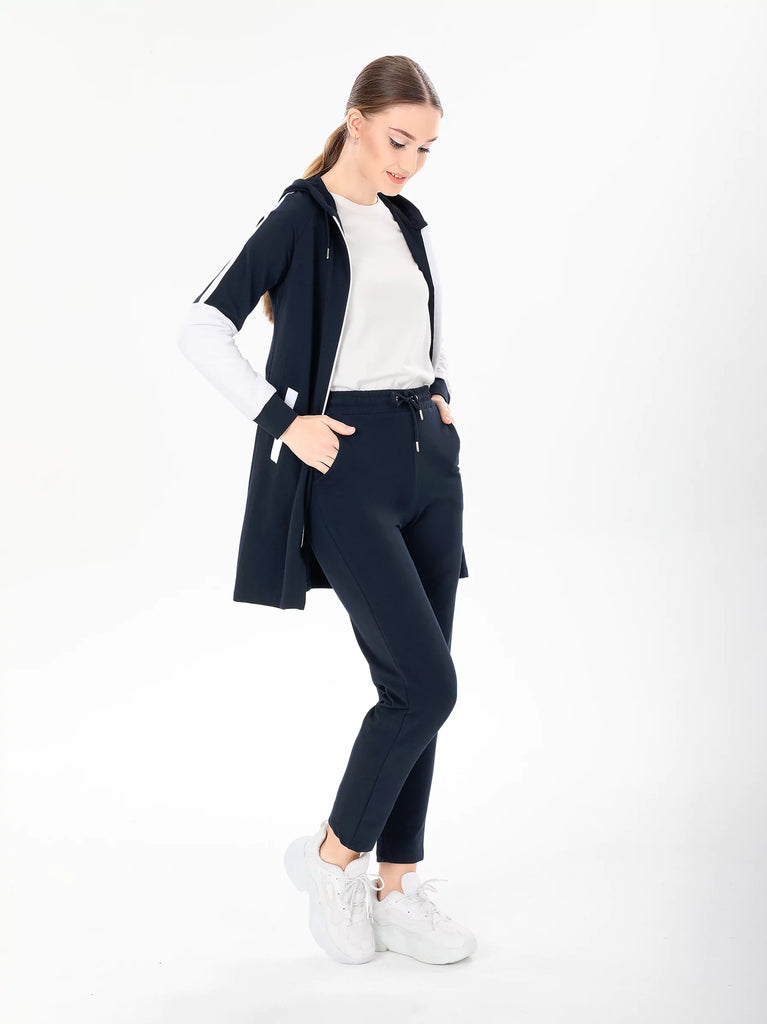 Navy Longline hooded tracktop