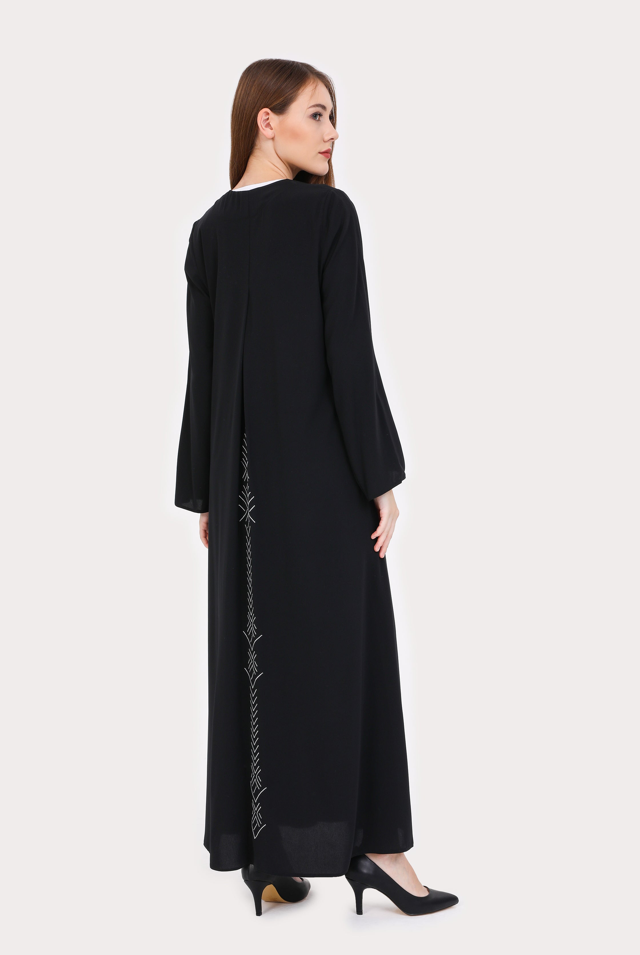 black zip up abaya