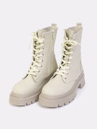 cream lace up boots for women