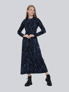 black midi dress with long sleeves