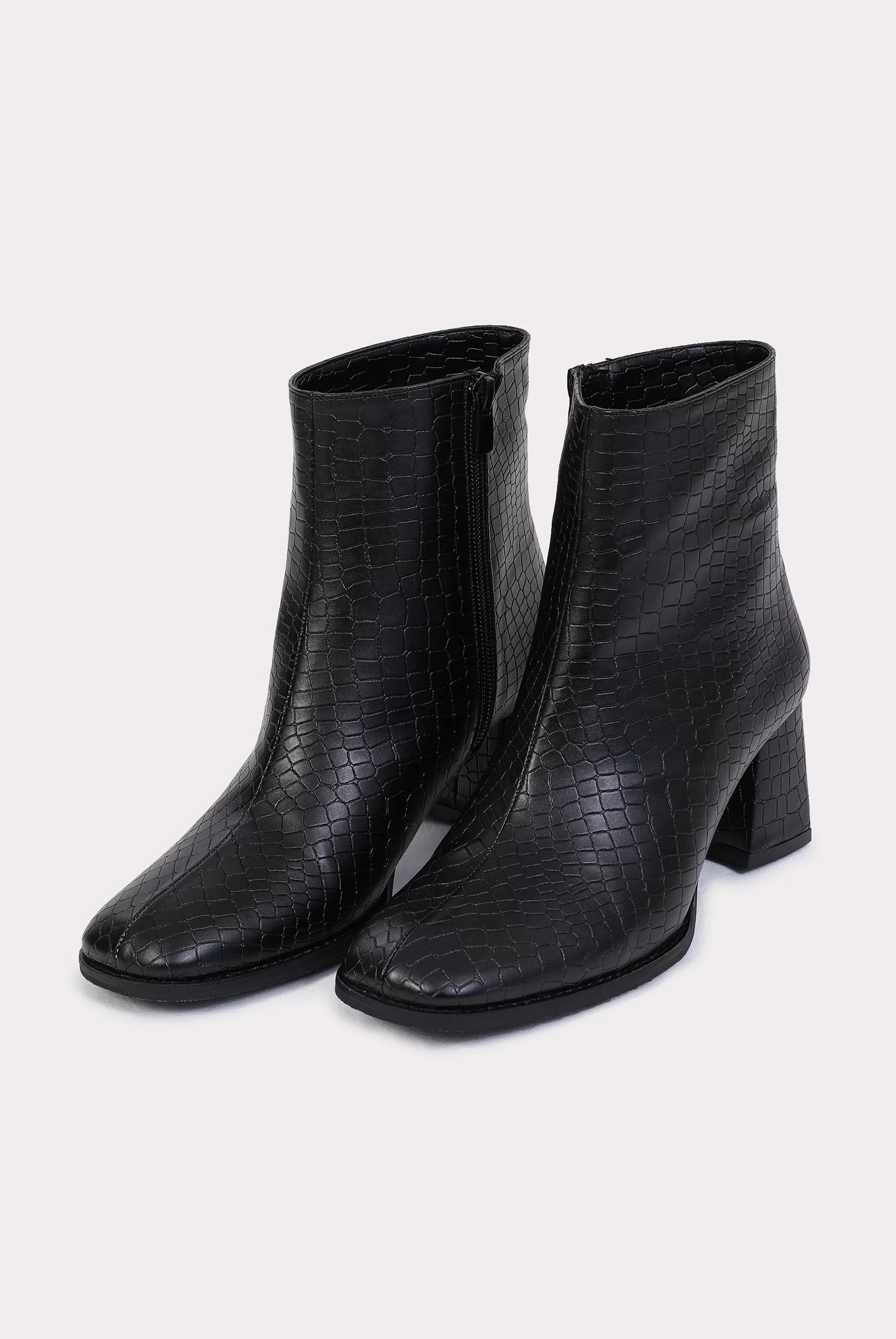 Black croc boots for women