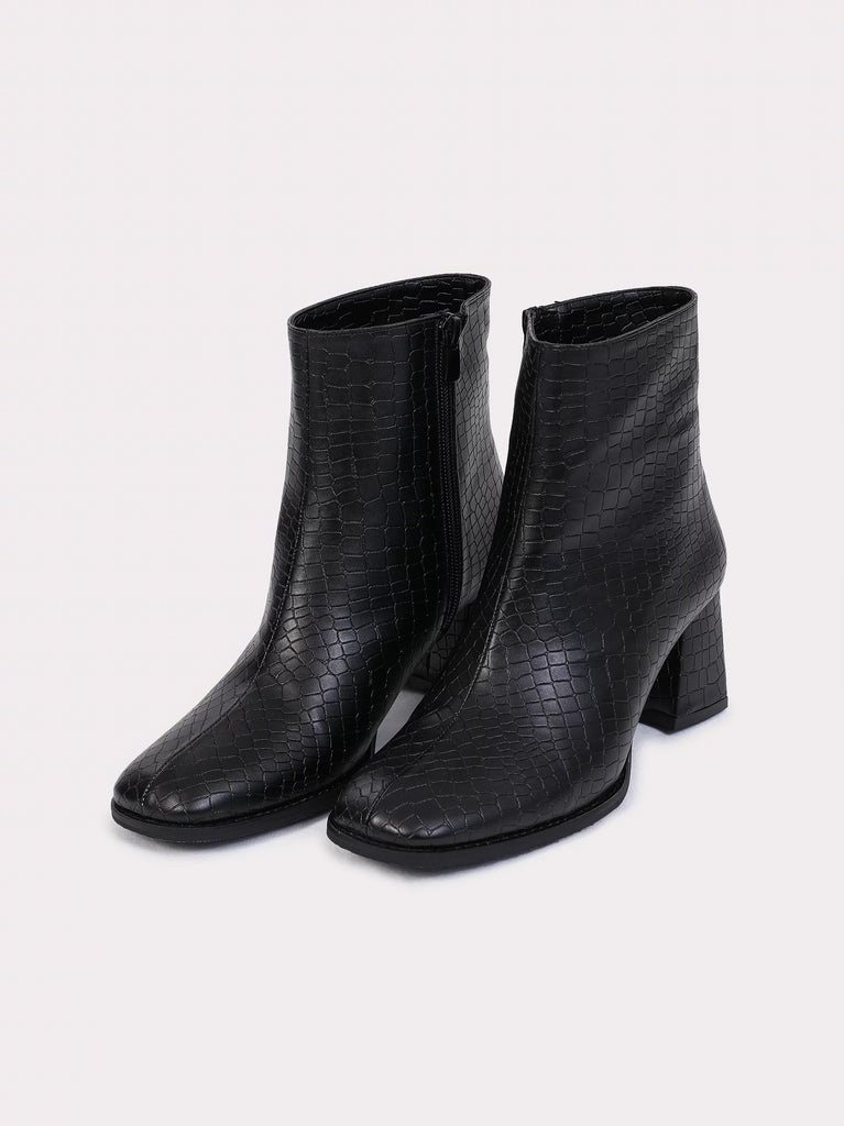 Black croc boots for women