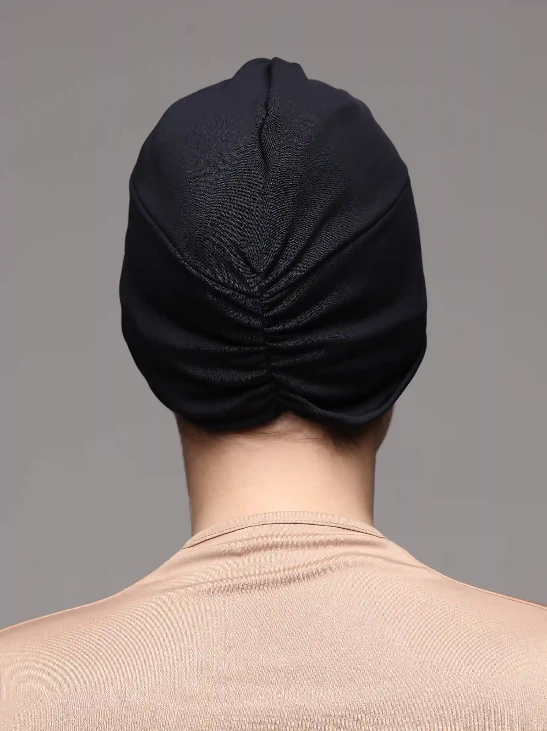 navy swim turban cap