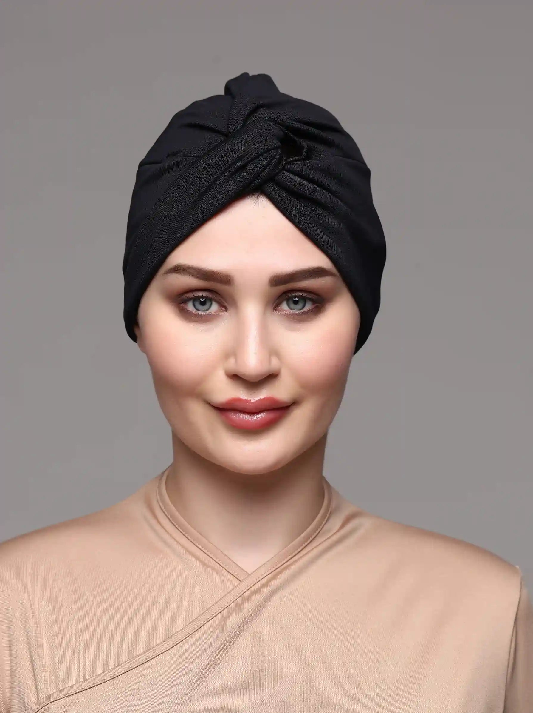 Tie Knot Navy Turban Swim Cap