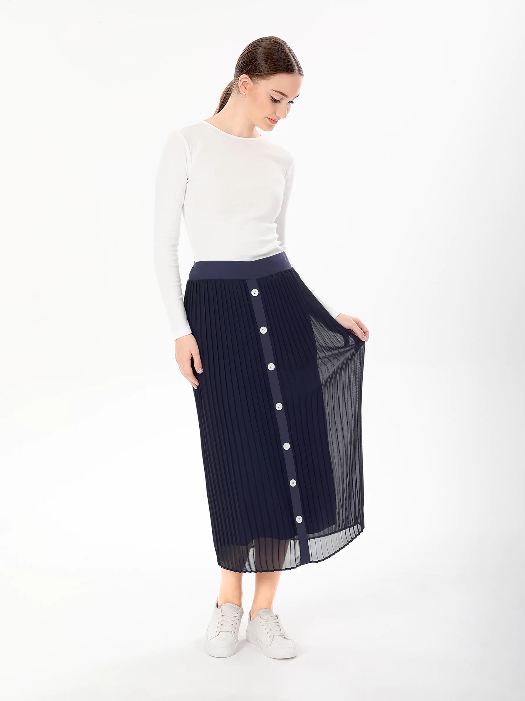 Navy midi skirt uk best sale