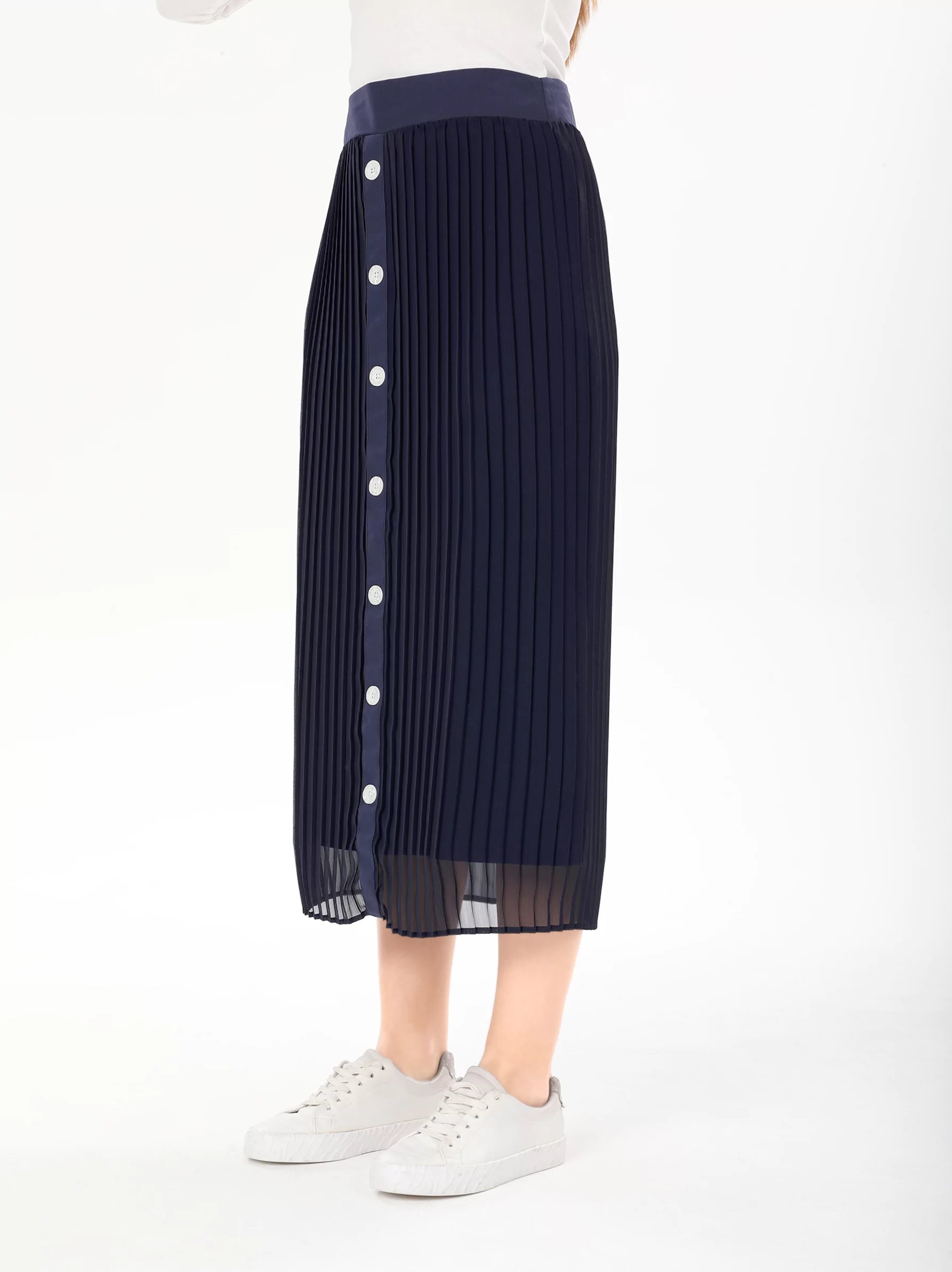 navy midi skirt for women